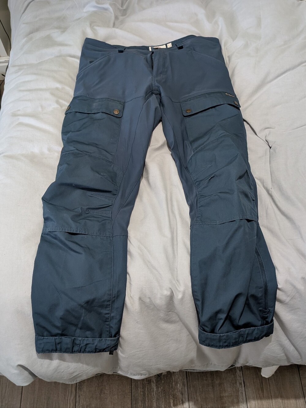 Fjallraven Keb Trousers Men's Navy Blue Cargo Pants with Pocket Flaps